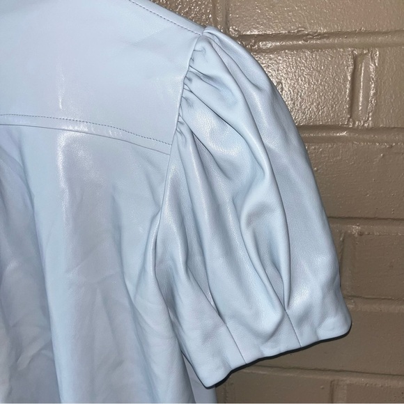 NEW DOLCE CABO Baby Blue Short Sleeve Vegan Leather Dress in Cornflower M $159 - Picture 8 of 9